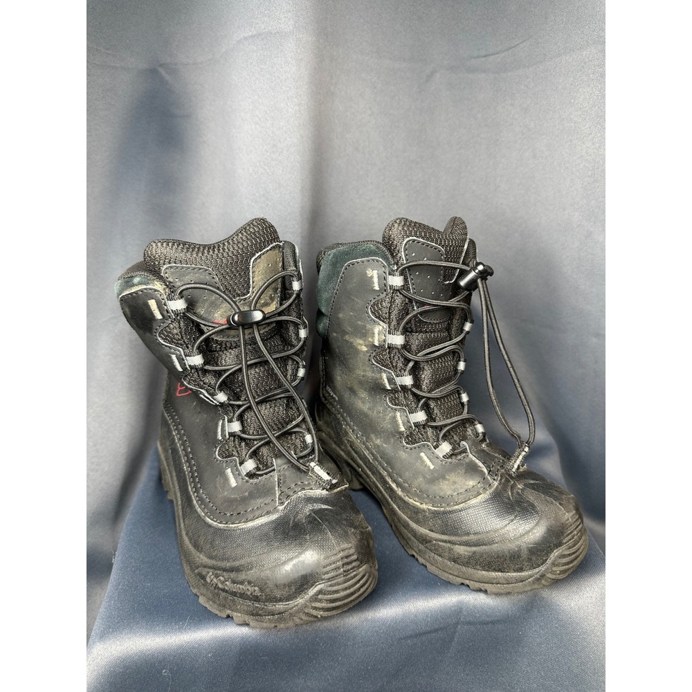 Columbia Waterproof Winter Boots Black 200g Insulation Toggle Laces Kids Size 1
